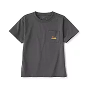 【MUJI 無印良品】兒童棉混聚酯纖維刺繡口袋短袖T恤 110 獅子(墨灰)