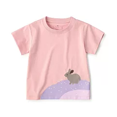 【MUJI 無印良品】幼兒棉混聚酯纖維容易穿脫印花短袖T恤 90 墨西哥兔(淺粉)