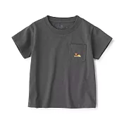 【MUJI 無印良品】幼兒棉混聚酯纖維容易穿脫刺繡口袋短袖T恤 80 獅子(墨灰)