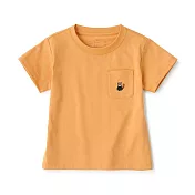 【MUJI 無印良品】幼兒棉混聚酯纖維容易穿脫刺繡口袋短袖T恤 80 小貓熊(淺橘)