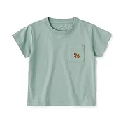 【MUJI 無印良品】幼兒棉混聚酯纖維容易穿脫刺繡口袋短袖T恤 80 老虎(淡綠)