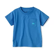 【MUJI 無印良品】幼兒棉混聚酯纖維容易穿脫刺繡口袋短袖T恤 80 綠蠵龜(煙燻藍)
