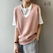 【衣途】學院風馬甲背心上衣(KDTY-B045) F 粉色