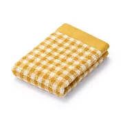 【MUJI 無印良品】棉圈絨雙線織手巾/芥黃格紋34*35cm