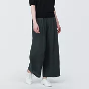 【MUJI 無印良品】女亞麻舒適寬版褲 XL 黑色