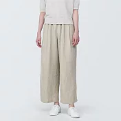 【MUJI 無印良品】女亞麻舒適寬版褲 XL 原色