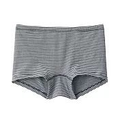 【MUJI 無印良品】女有機棉混彈性平口內褲 L 深灰橫紋