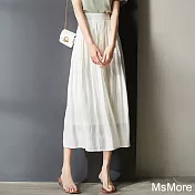 【MsMore】 高級感流光紗裙高腰顯瘦長款休閒百搭網紗半身長裙# 121063 M 米白色
