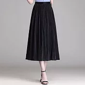 【MsMore】 高級感流光紗裙高腰顯瘦長款休閒百搭網紗半身長裙# 121063 M 黑色