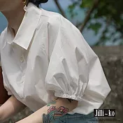 【Jilli~ko】法式復古氣質泡泡袖空氣感襯衫 J11780 FREE 白色