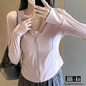 【Jilli~ko】中大尺碼冰感透氣薄款防曬服運動外套 L-XXL J11786 XL 粉色