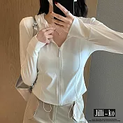 【Jilli~ko】中大尺碼冰感透氣薄款防曬服運動外套 L-XXL J11786 L 白色