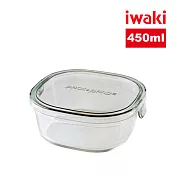 【iwaki】日本品牌耐熱玻璃微波盒-450ml 方蓋/灰色(原廠總代理)