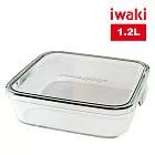 【iwaki】日本品牌耐熱玻璃微波盒-1.2L 方蓋/灰色(原廠總代理)