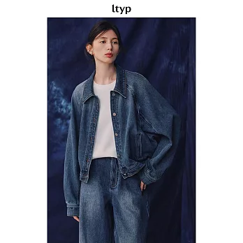 ltyp旅途原品 100%棉重磅雙紗牛仔外套 時尚文藝廓形襯衫女-不慌 ML  L 復古藍-環保水洗