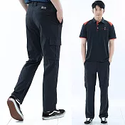 【遊遍天下】男款顯瘦多口袋彈性速乾涼爽吸排機能長褲(GP1036) XL 黑色