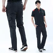 【遊遍天下】男款顯瘦多口袋彈性速乾涼爽吸排機能長褲(GP1036) 3XL 黑色