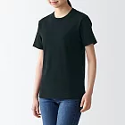 【MUJI 無印良品】女有機棉柔滑圓領短袖T恤 XS 黑色
