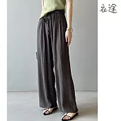 【衣途】高腰垂感直筒休閒褲(KDPY-B692) M 灰咖色