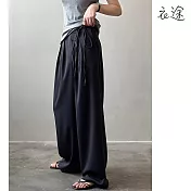 【衣途】高腰垂感直筒休閒褲(KDPY-B692) M 黑色
