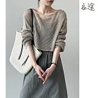 【衣途】薄款鏤空圓領防曬衫罩衫(KDTY-B521) F 奶茶色