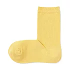 【MUJI 無印良品】女棉混足口柔軟舒適直角襪23-25cm 淺黃
