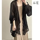 【衣途】寬鬆顯瘦長袖防曬上衣(KDCY-B793) M 黑色