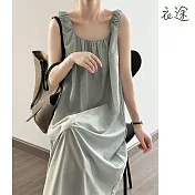 【衣途】設計感無袖連身裙洋裝(KDDY-B772) M 淺藍色