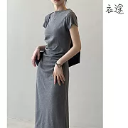【衣途】法式氣質顯瘦連身裙洋裝(KDDY-B986) M 灰色