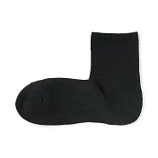 【MUJI 無印良品】男棉混厚織圈絨直角短襪25-27cm 黑色