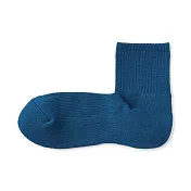 【MUJI 無印良品】男棉混厚織圈絨直角短襪25-27cm 淡藍