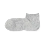 【MUJI 無印良品】男棉混圈絨直角短襪25-27cm 灰色