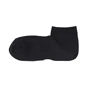 【MUJI 無印良品】男棉混圈絨直角短襪25-27cm 黑色