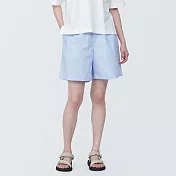 【MUJI 無印良品】女有機棉水洗平織布短褲 M 淺藍