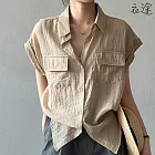 【衣途】設計感顯瘦修身百搭襯衫(KDTY-80996) M 卡其