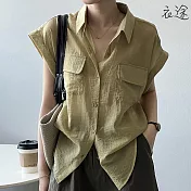 【衣途】設計感顯瘦修身百搭襯衫(KDTY-80996) M 芥黃