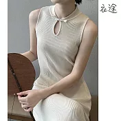 【衣途】優雅旗袍領修身背心連身裙洋裝(KDDY-P511) F 凝脂杏