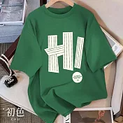【初色】美式字母印花圓領短袖T恤上衣-共6色-33127(M-2XL可選) XL 墨綠色