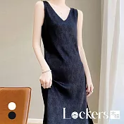 【Lockers 木櫃】法式輕奢高級感真絲吊帶連衣裙 L113041601 M 黑色M