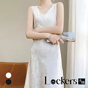 【Lockers 木櫃】法式輕奢高級感真絲吊帶連衣裙 L113041601 L 白色L