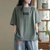 【ACheter】 棉短袖t恤圓領大碼時尚短版上衣# 121159 XL 綠色
