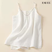 【AMIEE】棉麻大碼吊帶背心(KDTY-8262) XL 白色