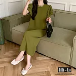 【Jilli~ko】法式小眾設計感寬鬆顯瘦泡泡袖連衣裙女 J11754  FREE 綠色