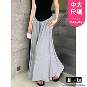 【Jilli~ko】中大尺碼高腰垂感飄飄休閒寬鬆闊腿裙褲女 J11794 FREE 淺灰色