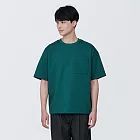 【MUJI 無印良品】男棉混涼感寬版短袖T恤 XS 深綠