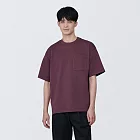 【MUJI 無印良品】男棉混涼感寬版短袖T恤 XS 紫紅