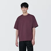【MUJI 無印良品】男棉混涼感寬版短袖T恤 XS 紫紅