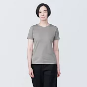 【MUJI 無印良品】女有機棉不易汗染圓領短袖T恤 S 灰色