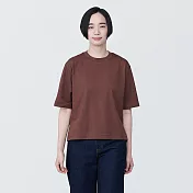 【MUJI 無印良品】女棉混聚酯纖維涼感寬版短袖T恤 S 棕色