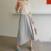 【MsMore】 莫代爾無袖大擺裙寬鬆背心V領長版連身裙洋裝# 121014 2XL 灰色